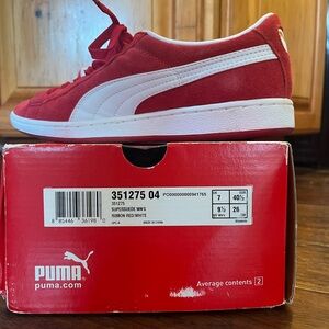 Women’s Puma Red and White Suede Sneakers 9.5